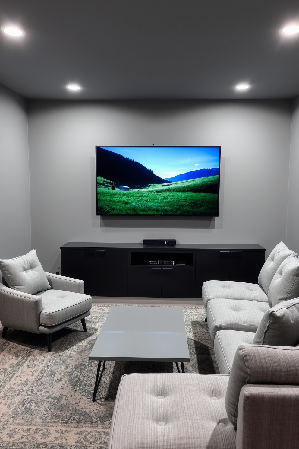 Gray Basement Design Ideas 13