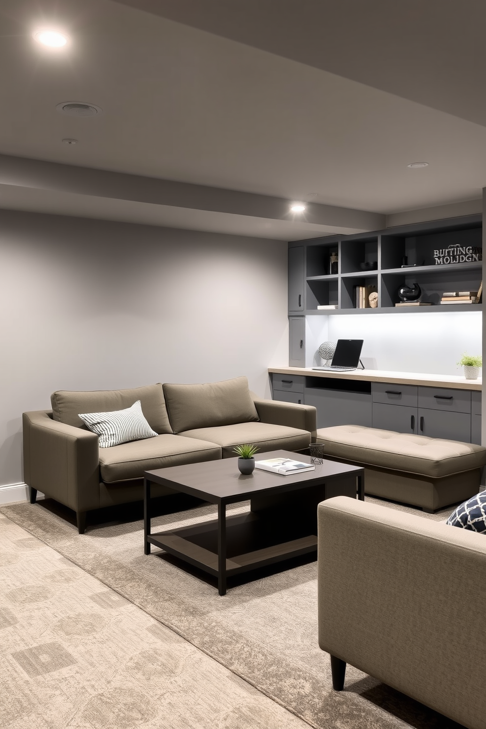 Gray Basement Design Ideas 14