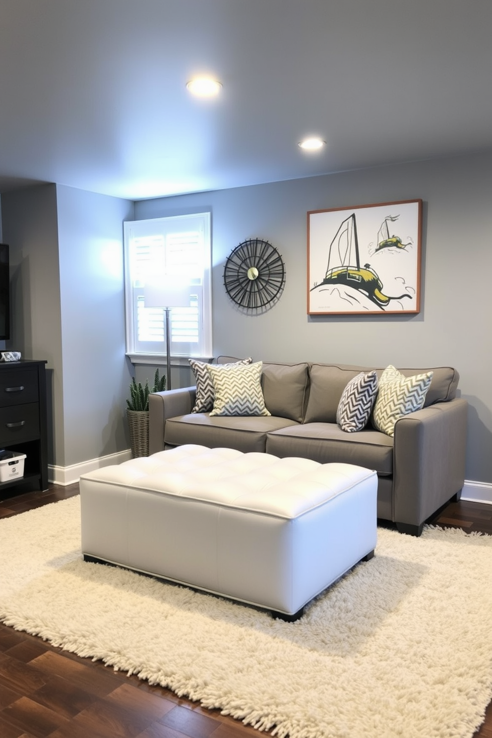 Gray Basement Design Ideas 18