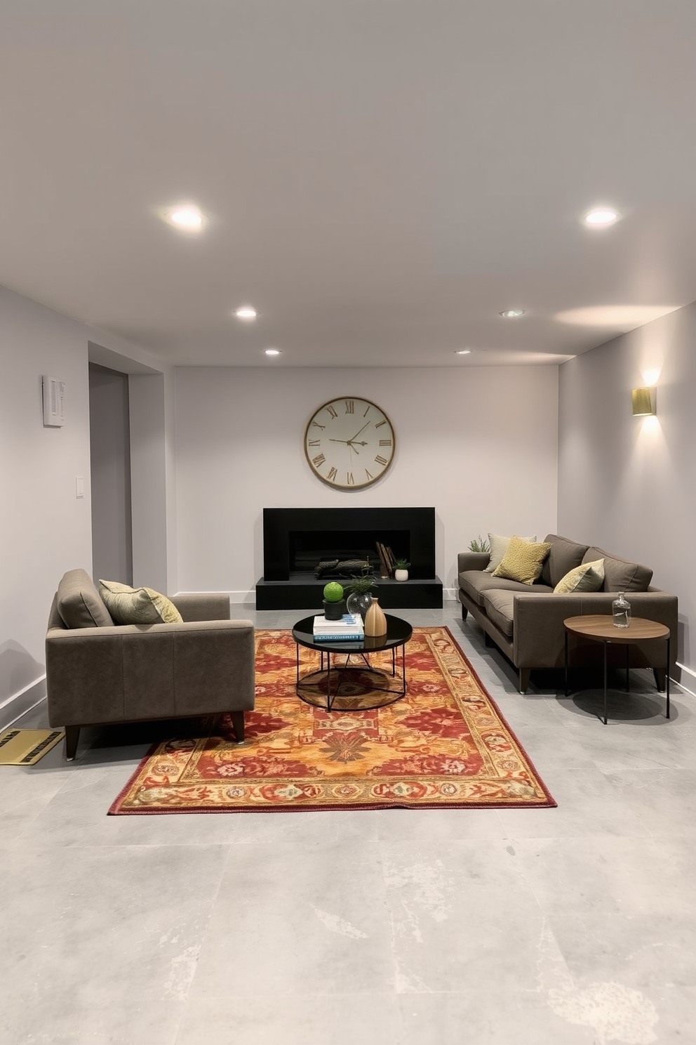 Gray Basement Design Ideas 2