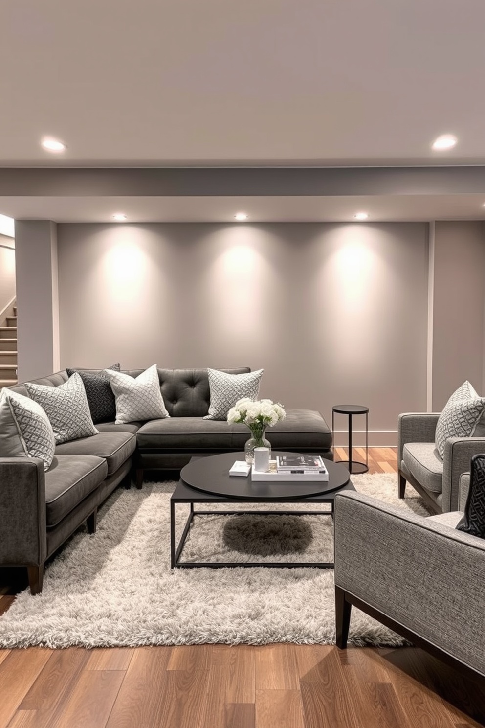 Gray Basement Design Ideas 21