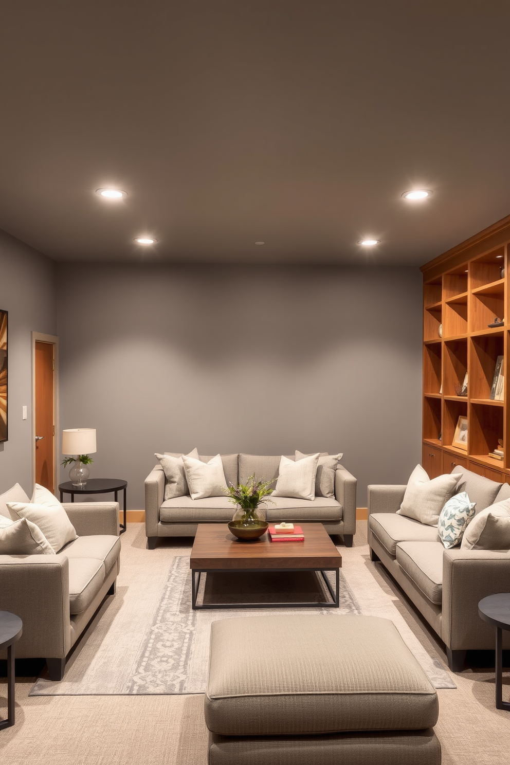 Gray Basement Design Ideas 26