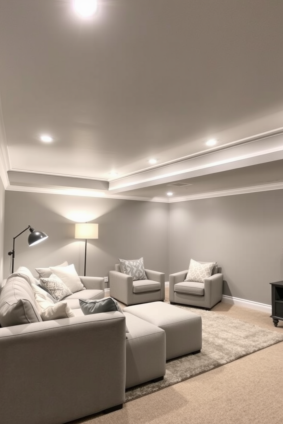 Gray Basement Design Ideas 4