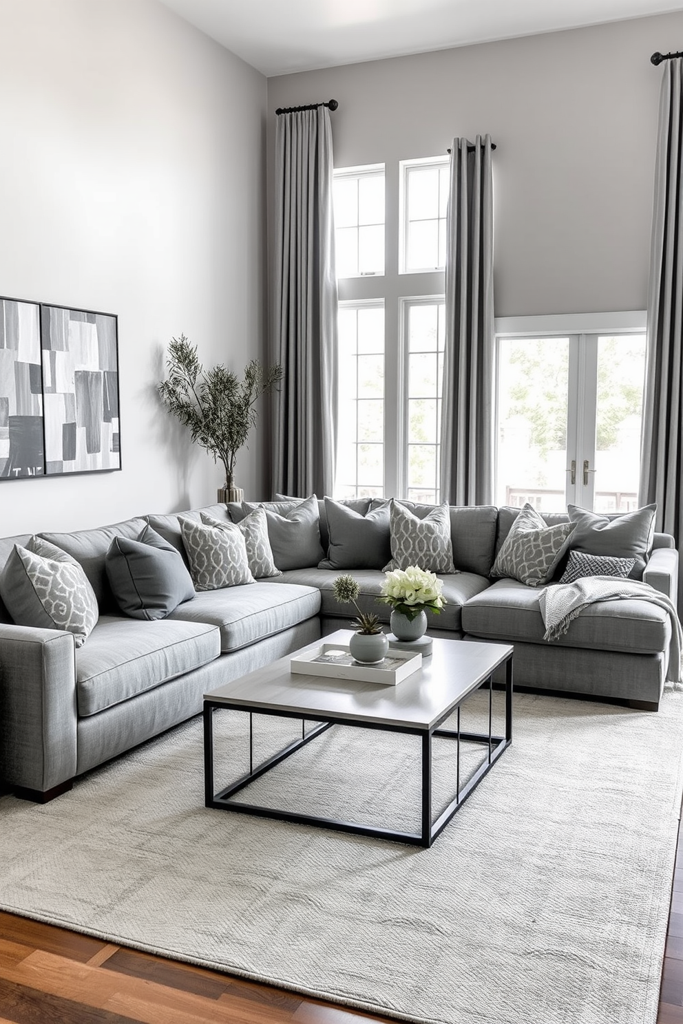 Gray Family Room Design Ideas 11