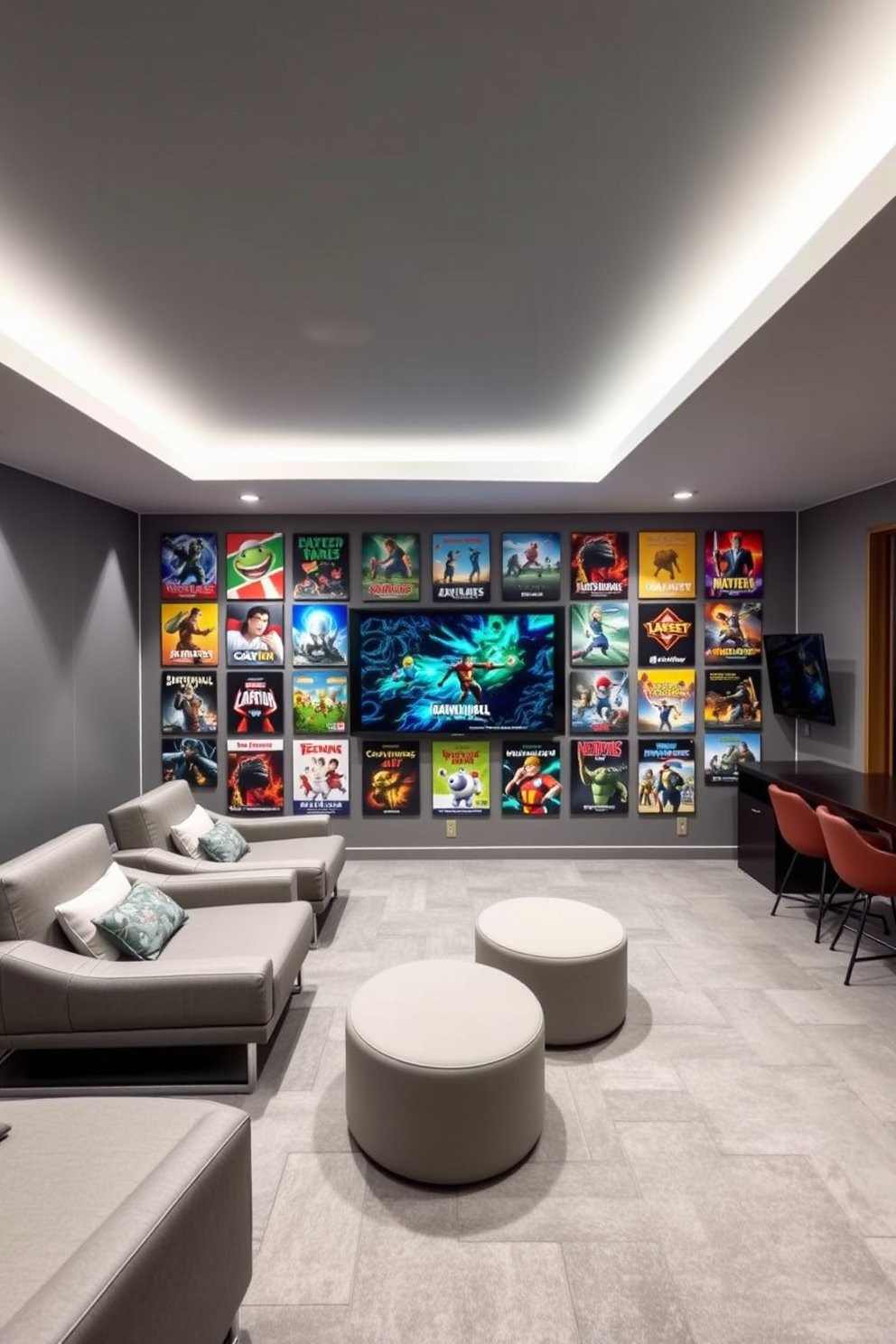 Gray Game Room Design Ideas 17