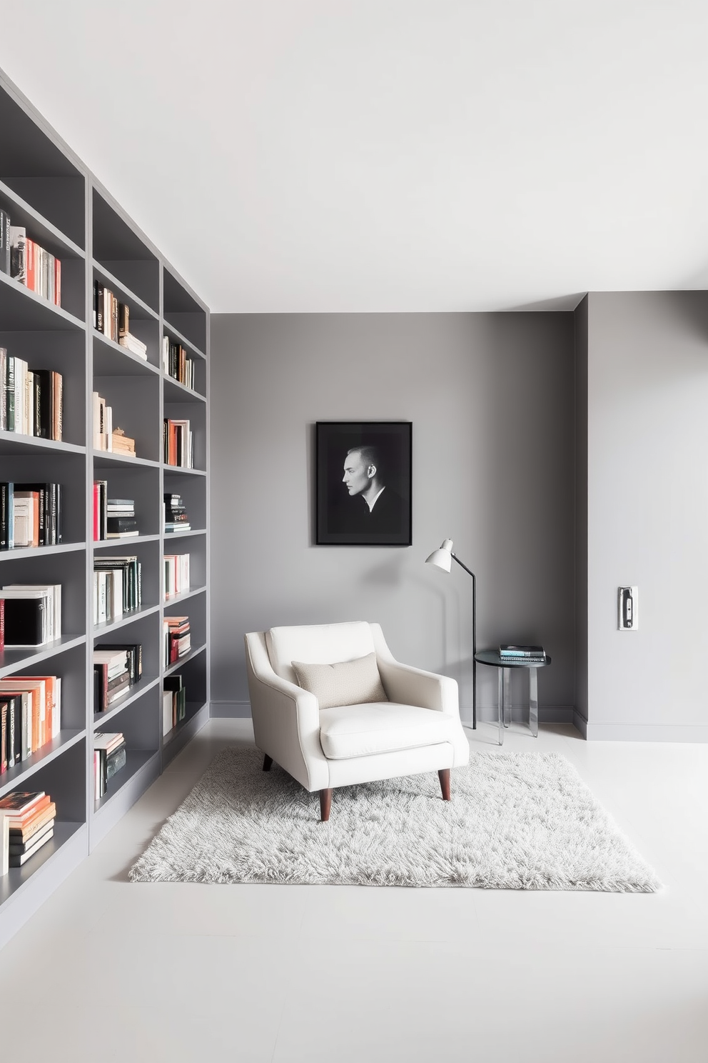 Gray Home Library Design Ideas 2