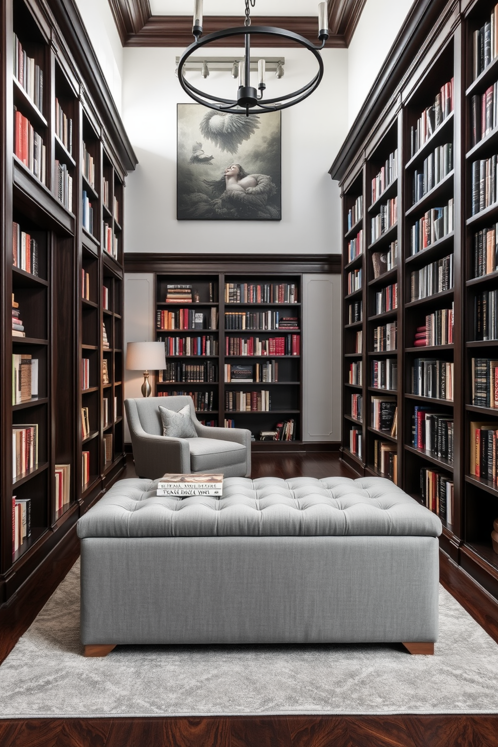 Gray Home Library Design Ideas 28