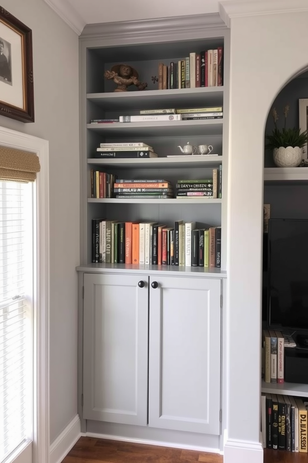 Gray Home Library Design Ideas 8