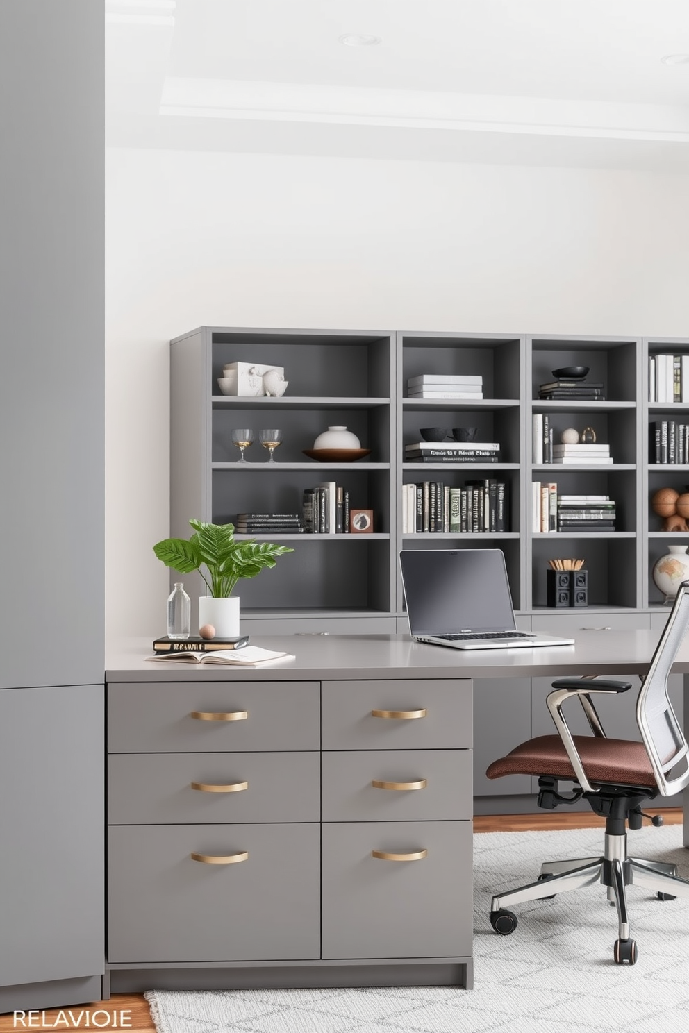 Gray Home Office Design Ideas 12