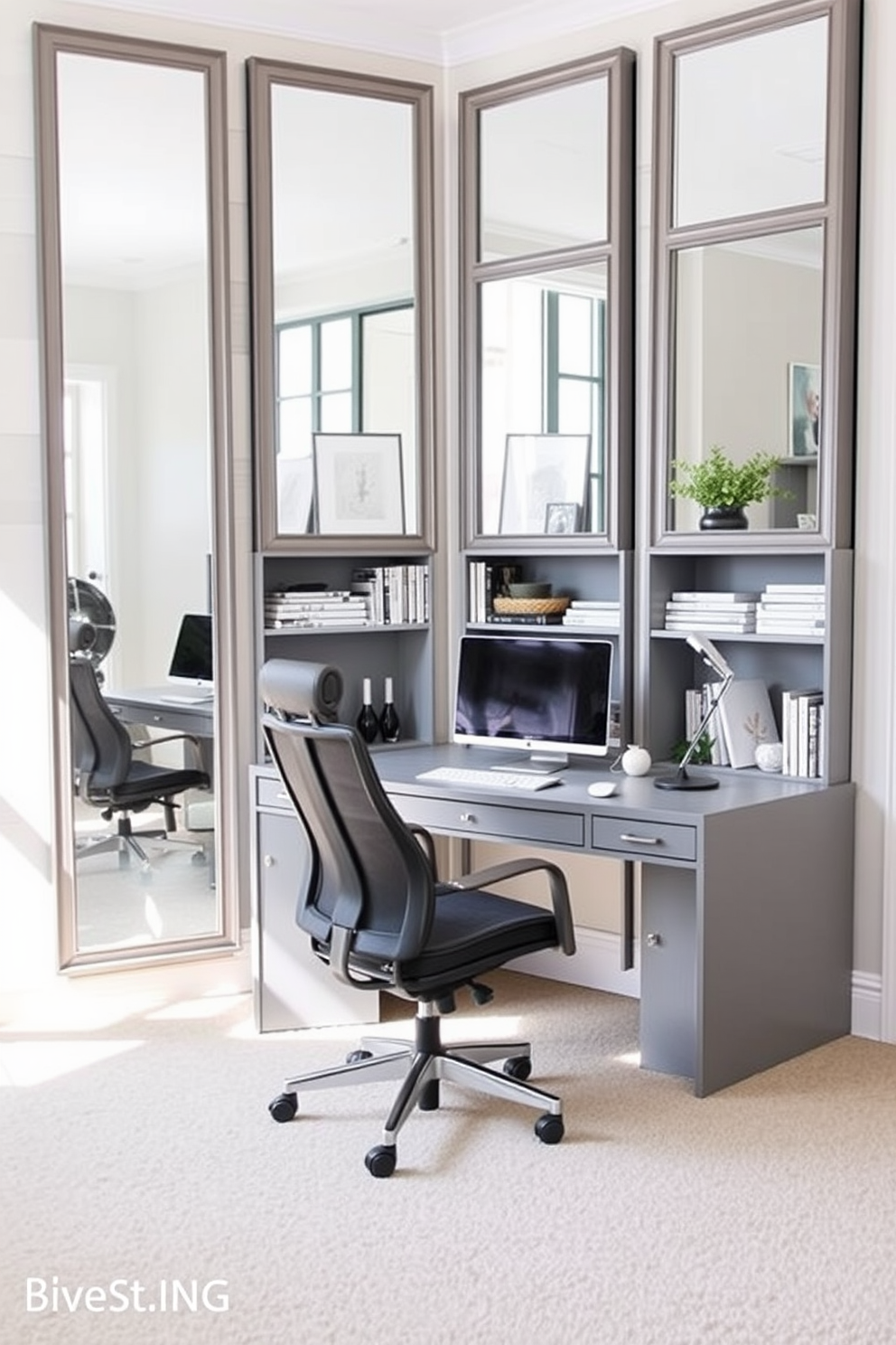 Gray Home Office Design Ideas 19