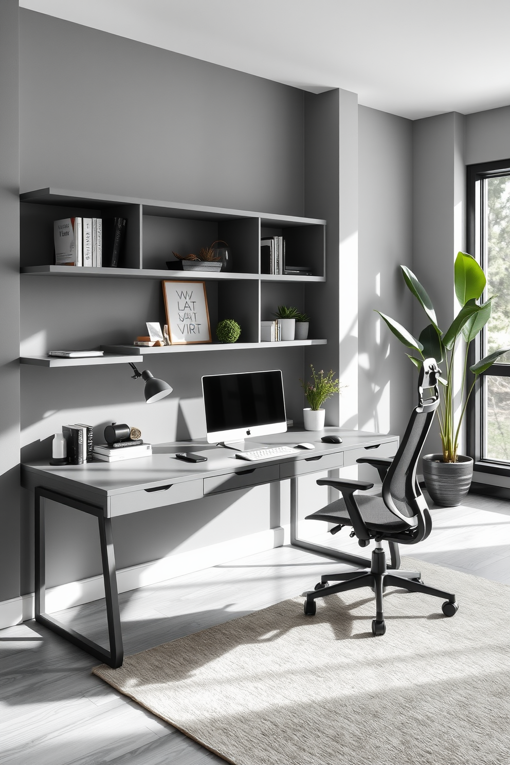 Gray Home Office Design Ideas 26