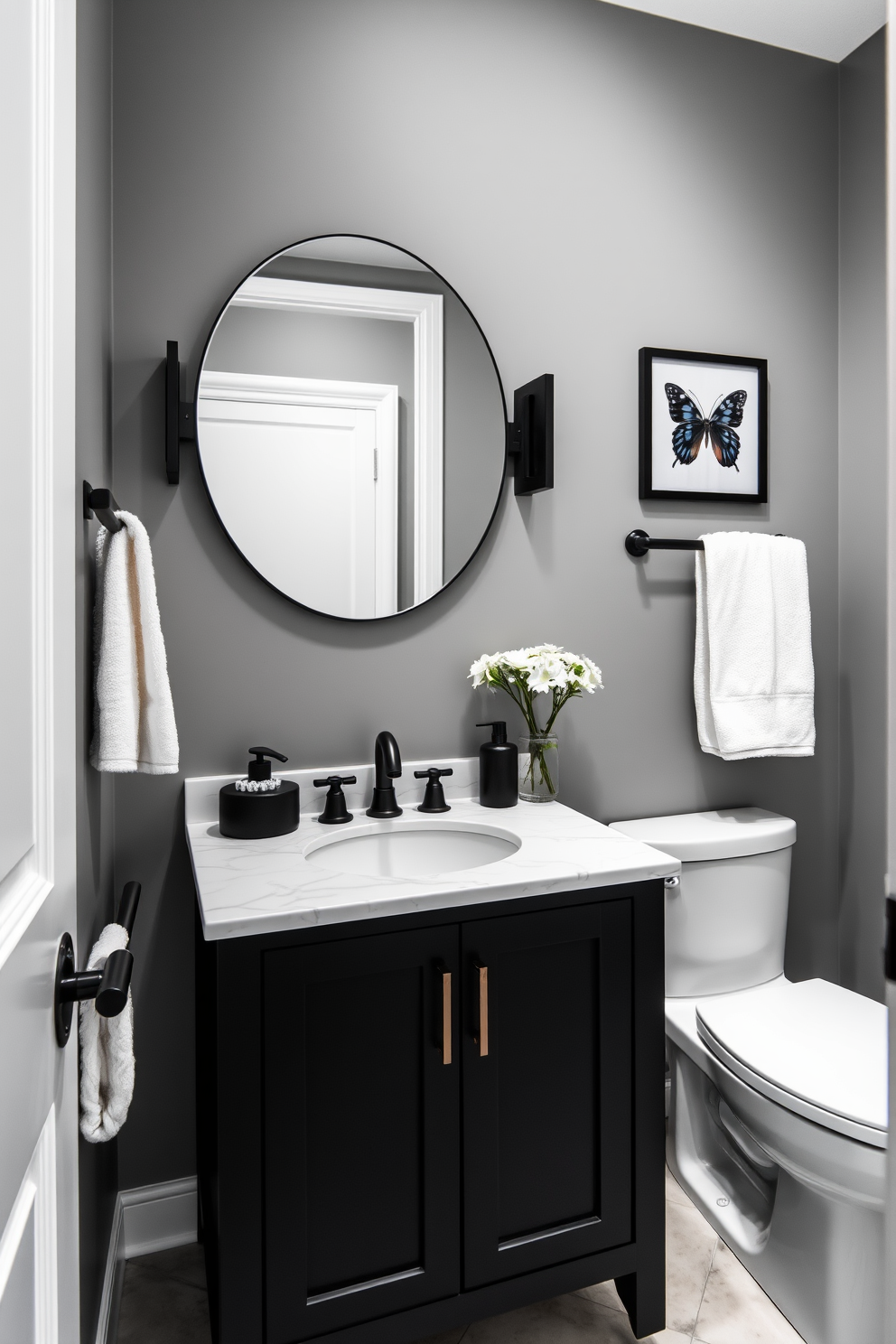 Gray Powder Room Design Ideas 24