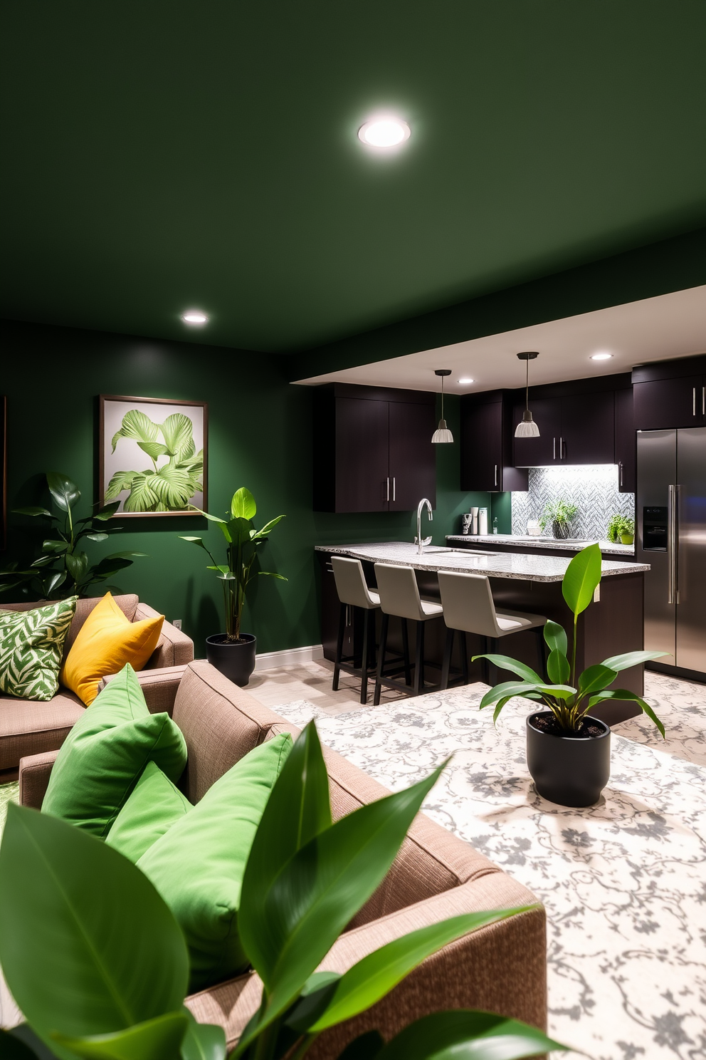 Green Basement Design Ideas 3