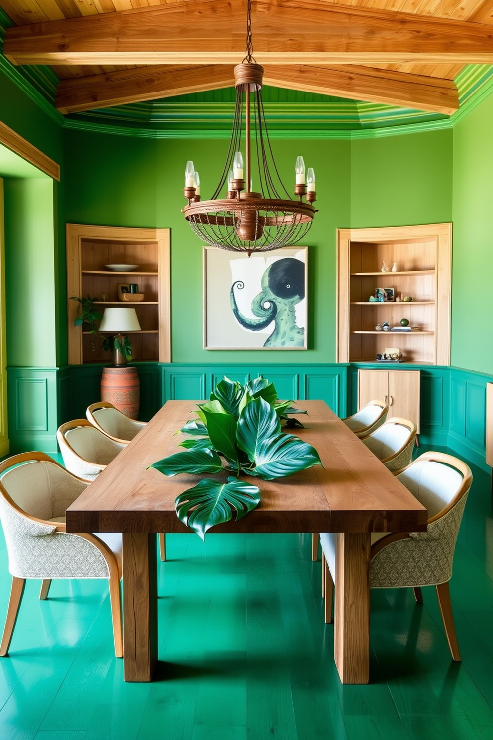 Green Dining Room Design Ideas 17