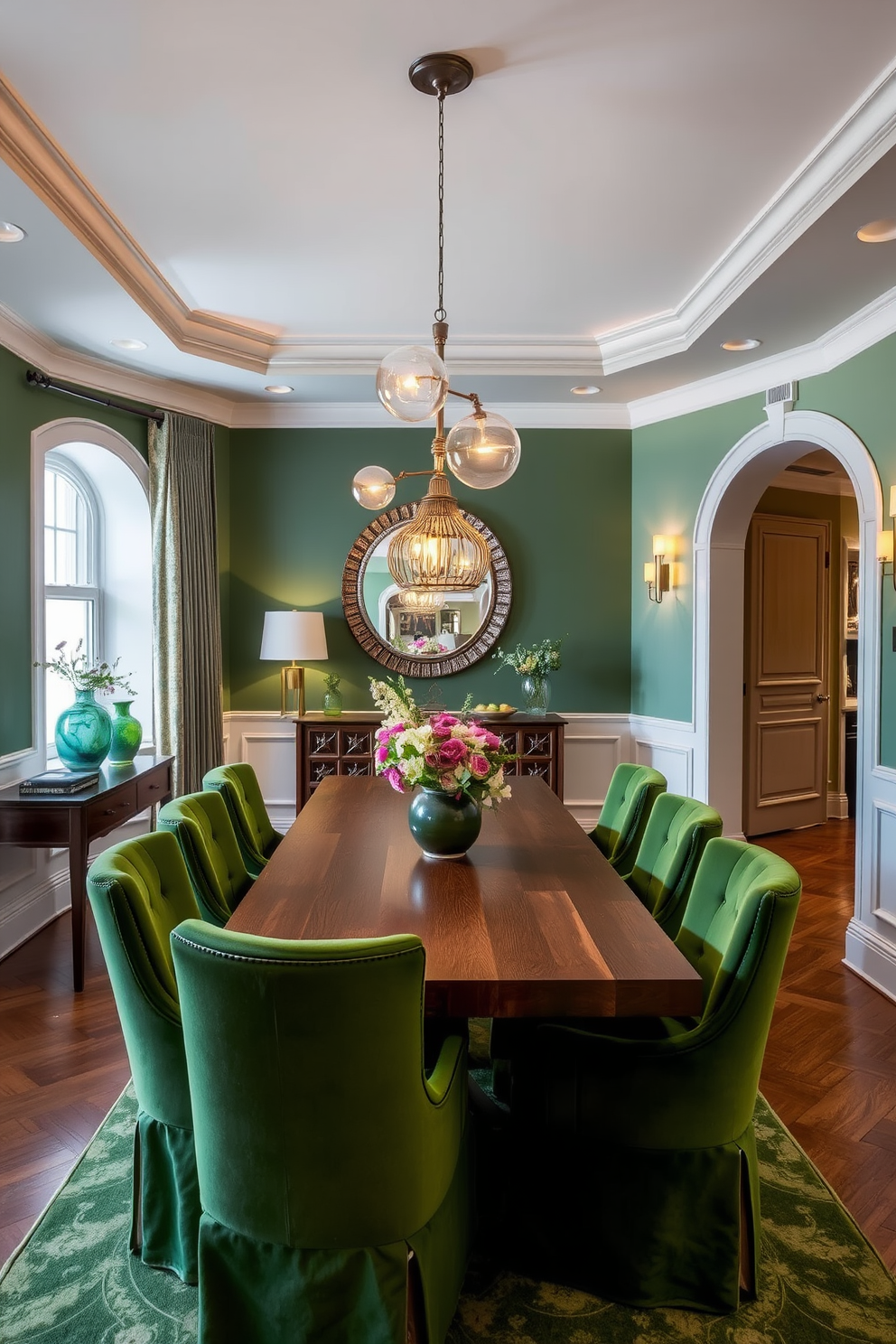 Green Dining Room Design Ideas 23