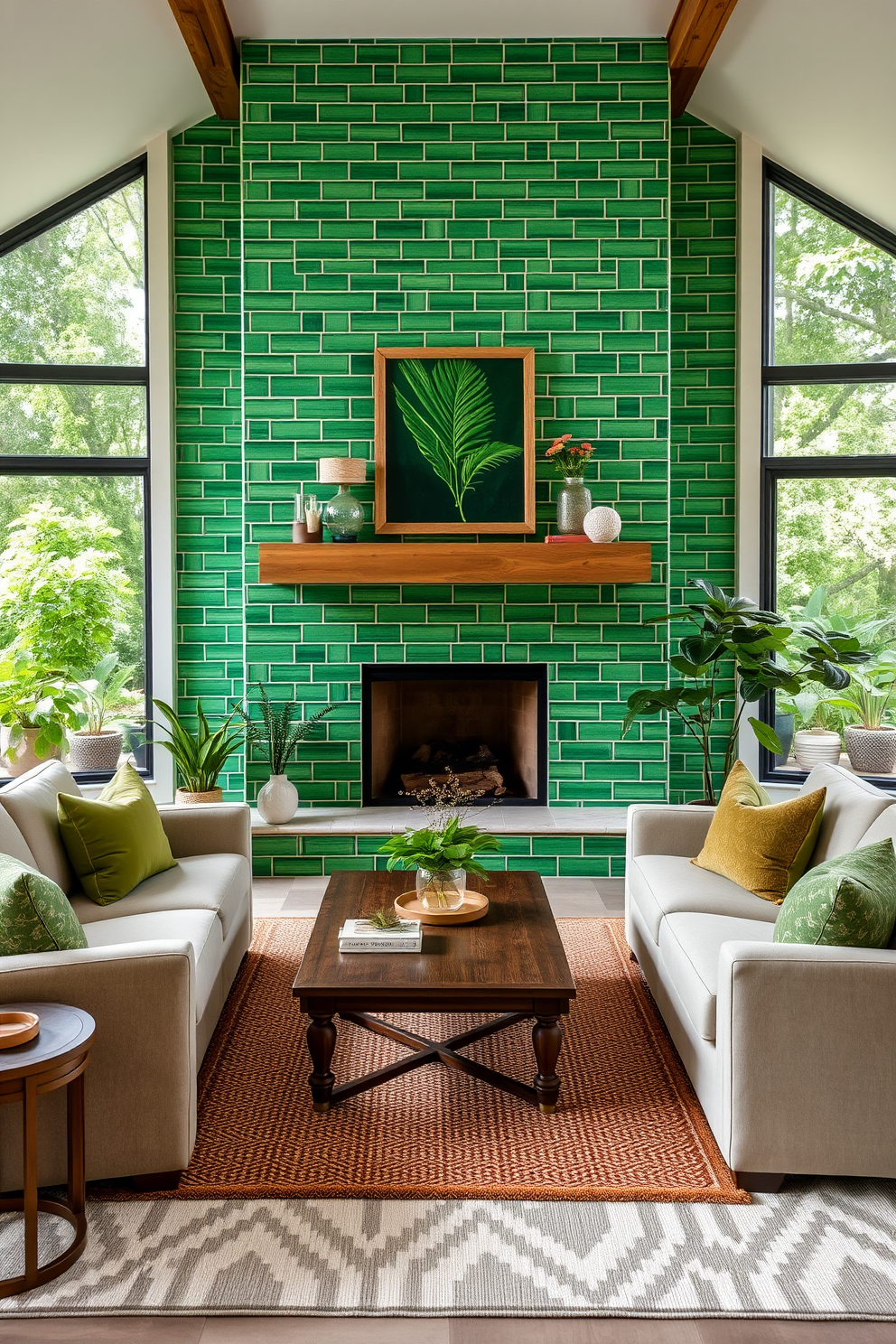 Green Family Room Design Ideas 24