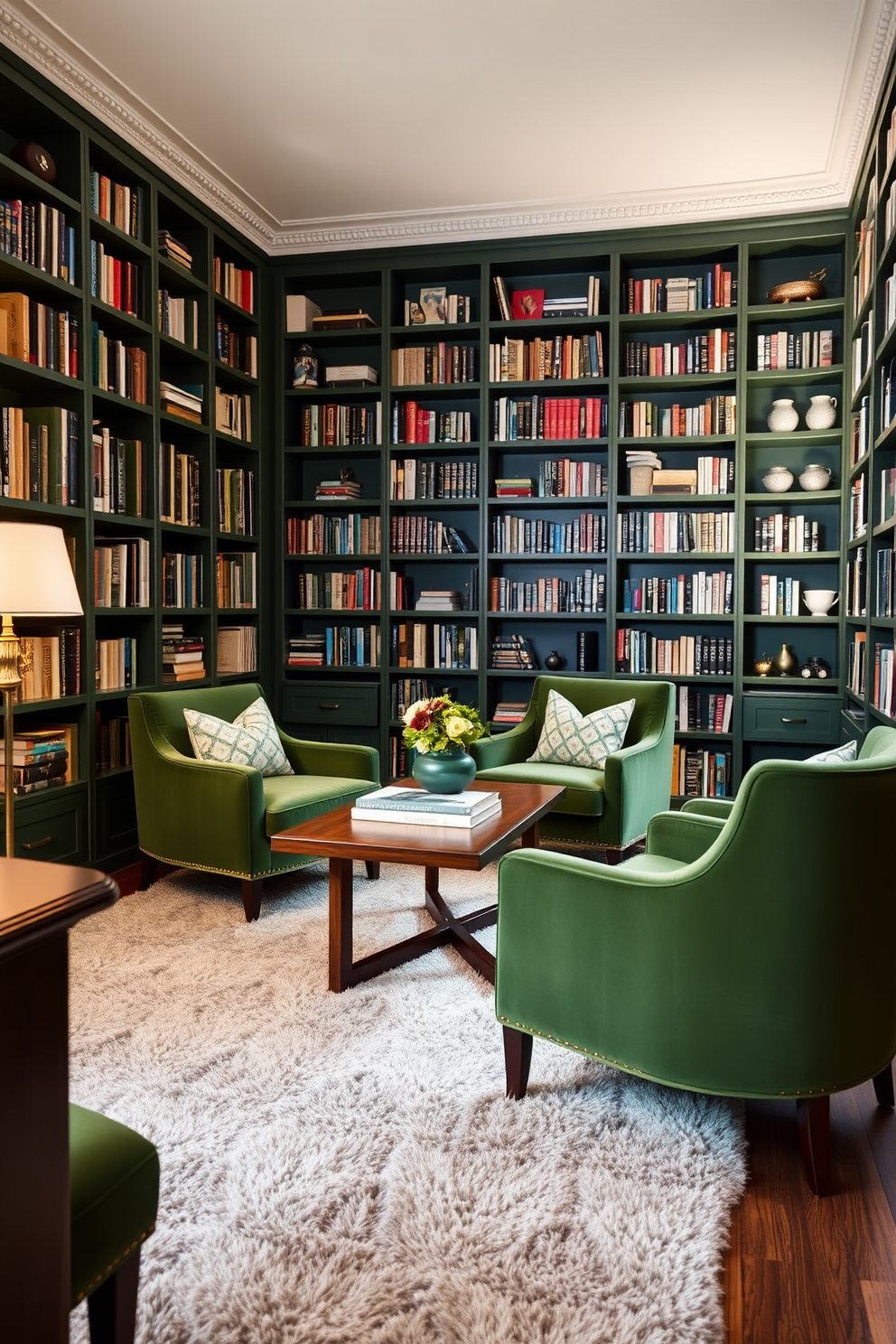 Green Home Library Design Ideas 8