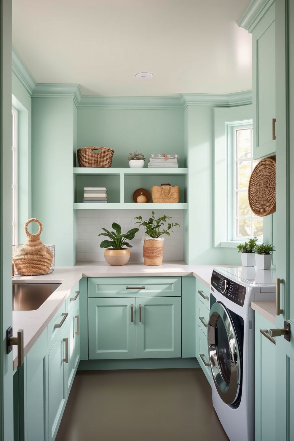 Green Laundry Room Design Ideas 1