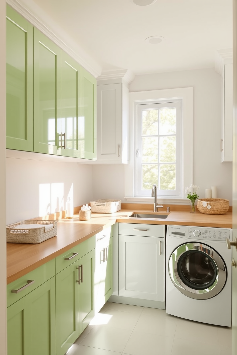 Green Laundry Room Design Ideas 16