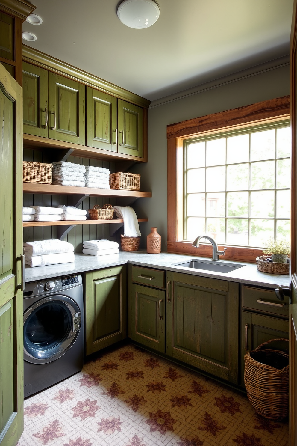 Green Laundry Room Design Ideas 23