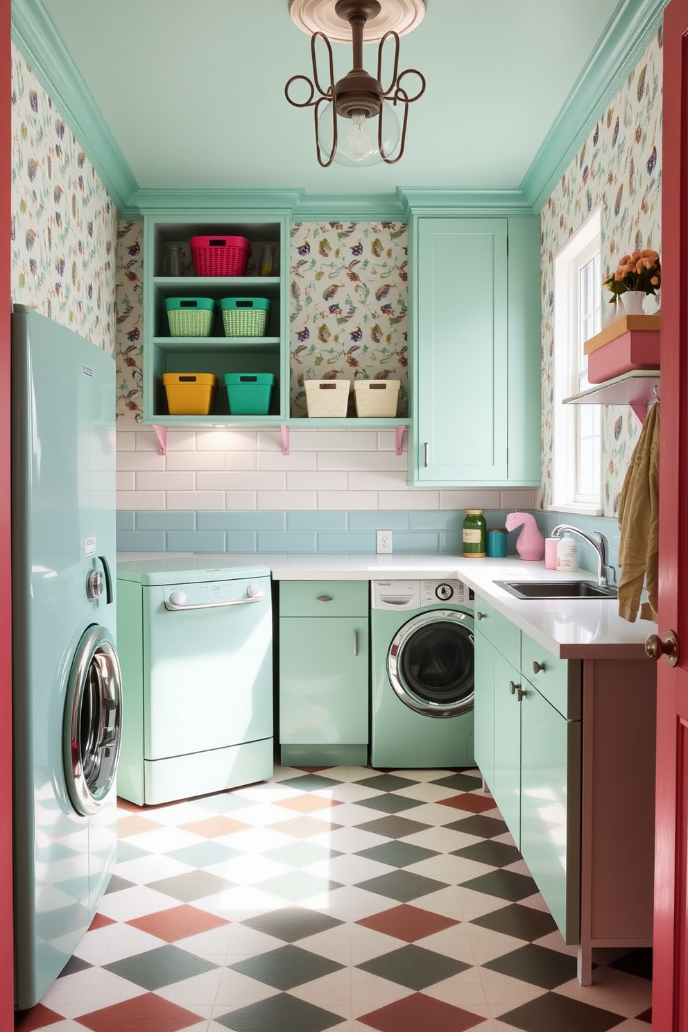 Green Laundry Room Design Ideas 24