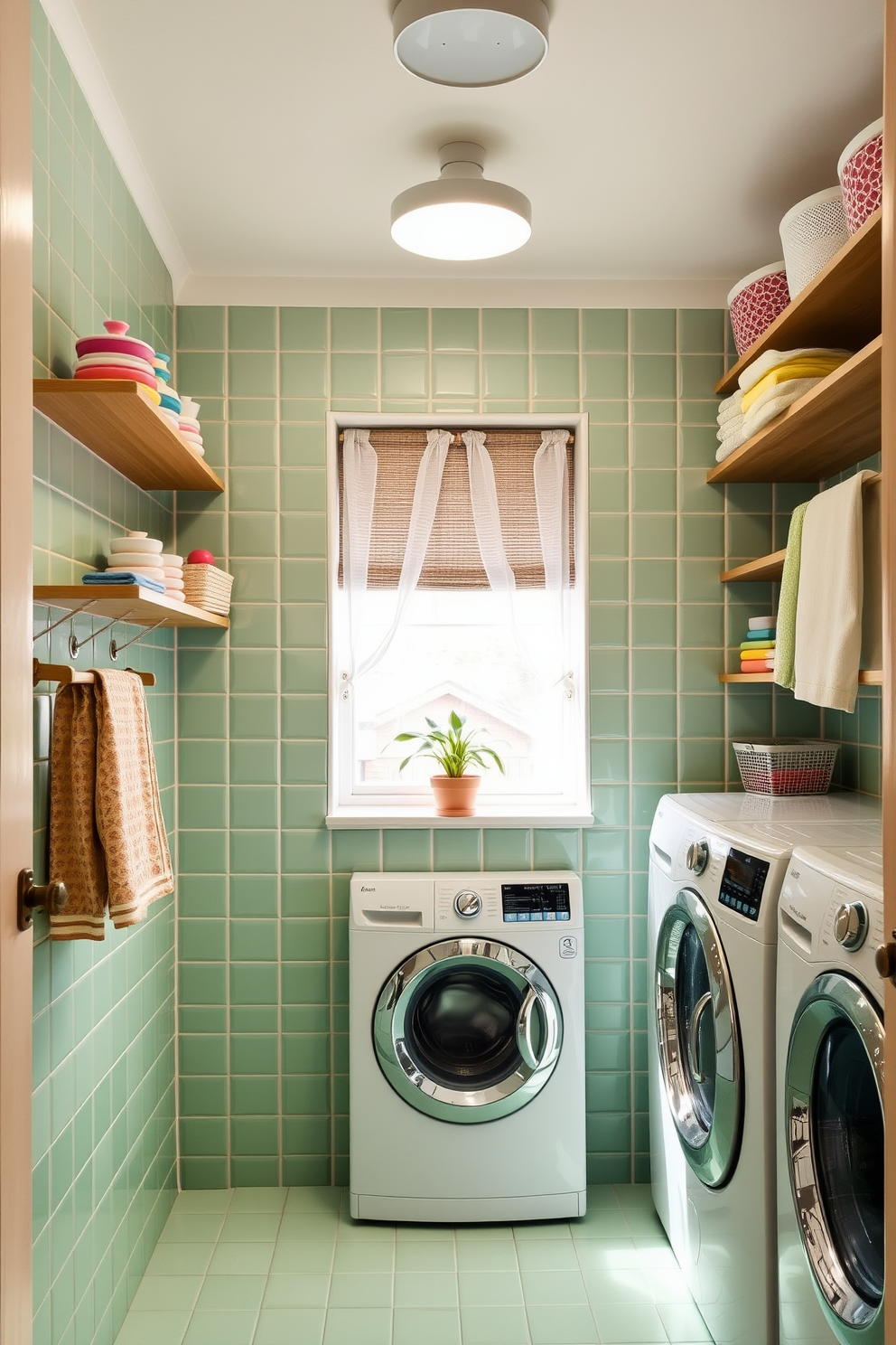 Green Laundry Room Design Ideas 9