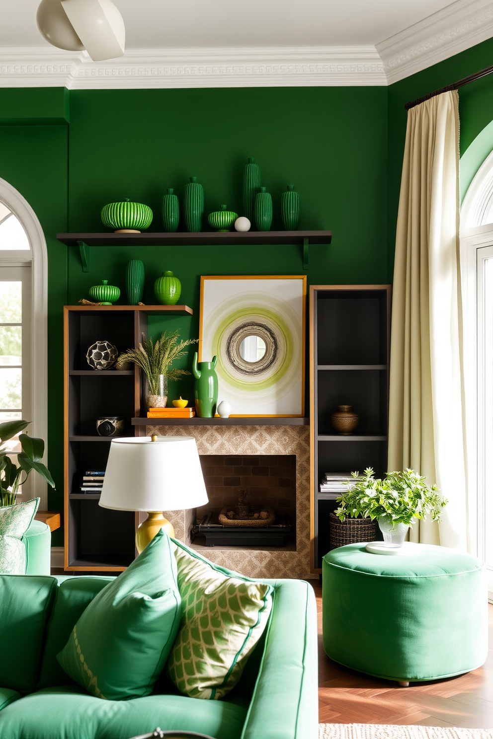 Green Living Room Design Ideas 22