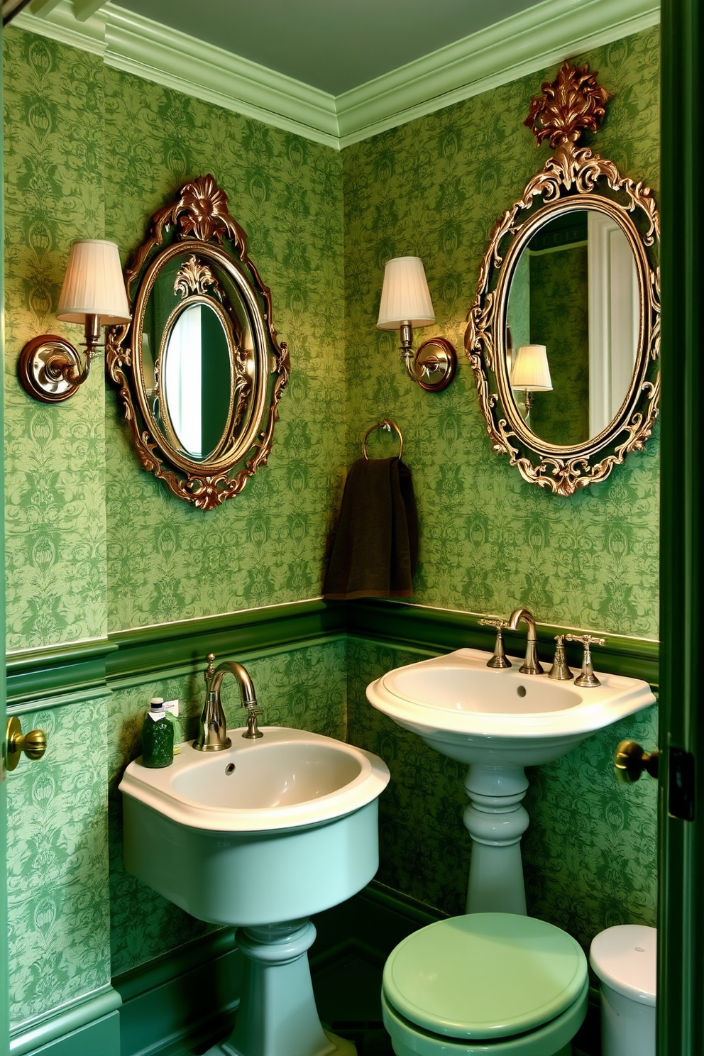 Green Powder Room Design Ideas 20