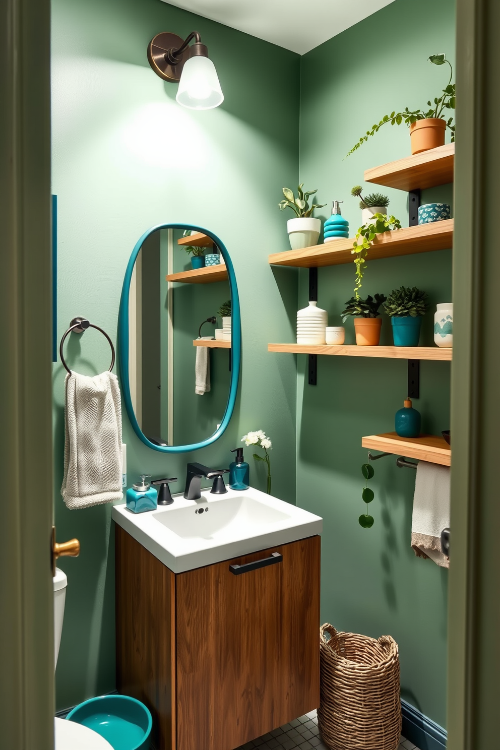 Green Powder Room Design Ideas 6