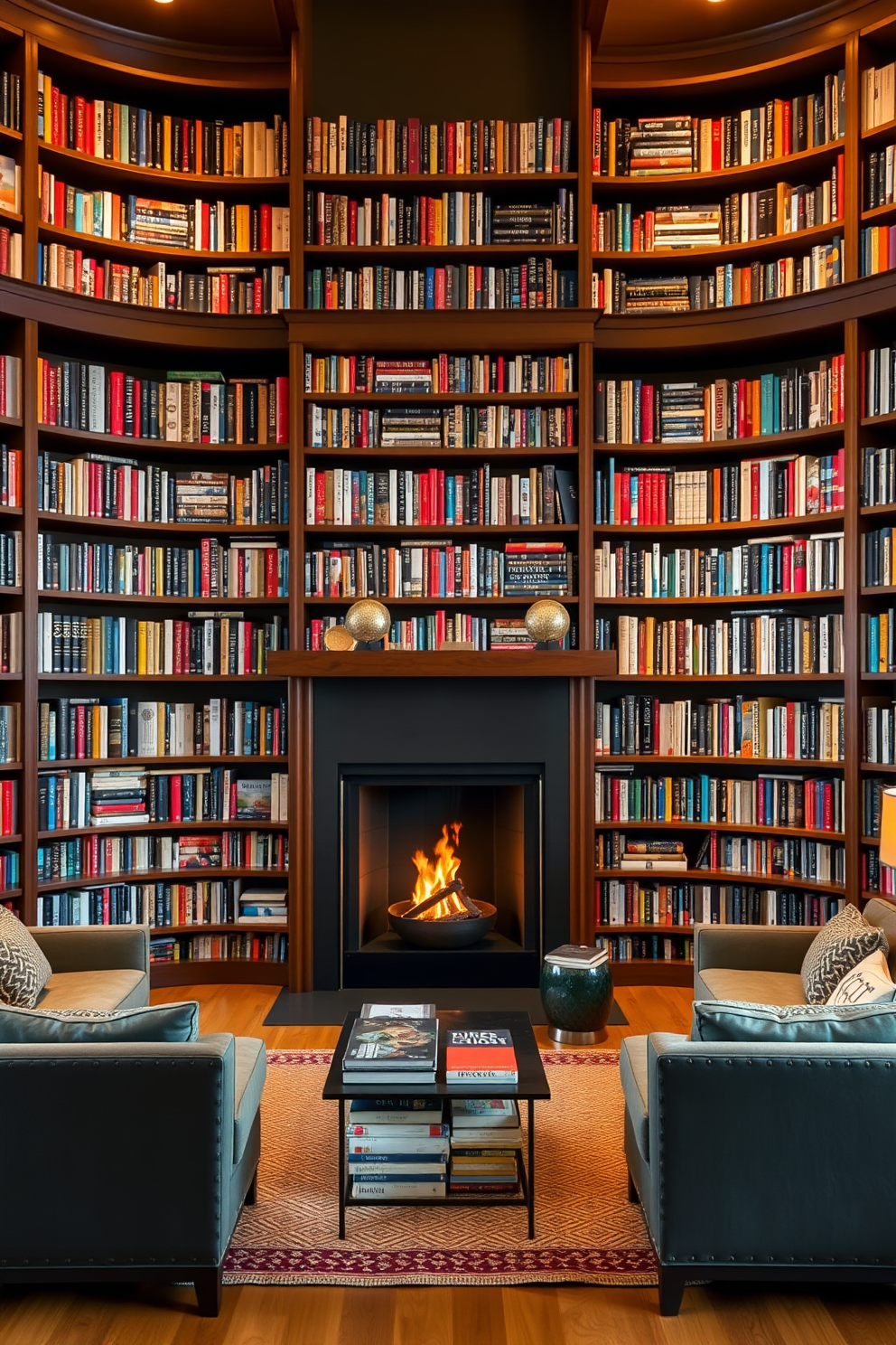 Home Library With Fireplace Design Ideas 10