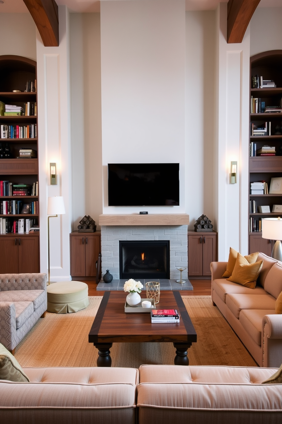 Home Library With Fireplace Design Ideas 12