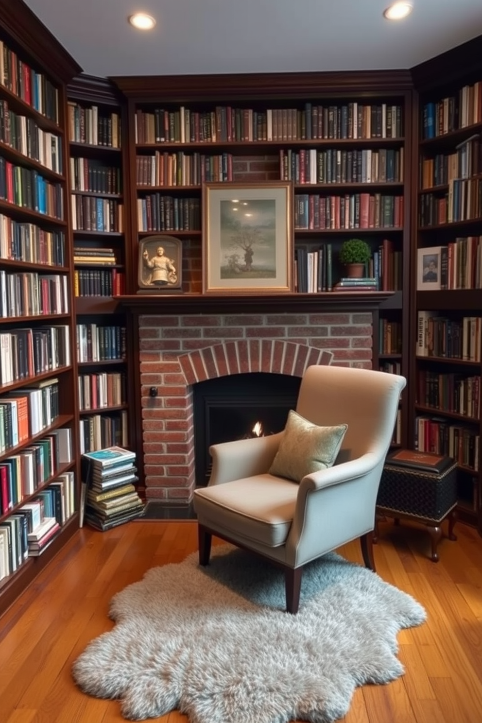 Home Library With Fireplace Design Ideas 15