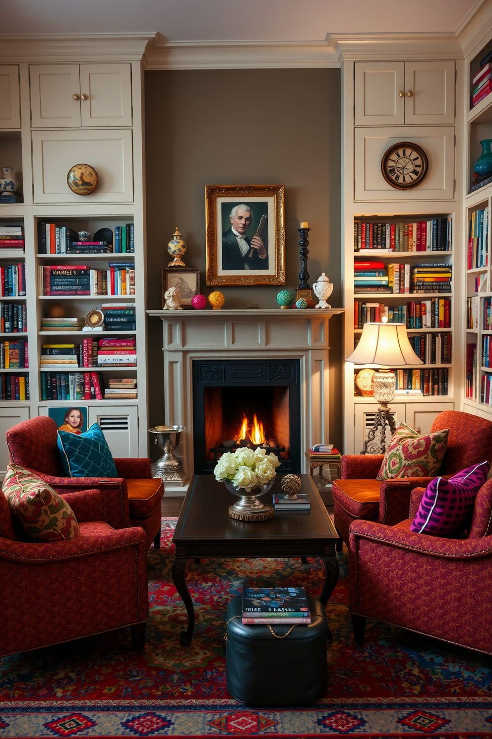 Home Library With Fireplace Design Ideas 20