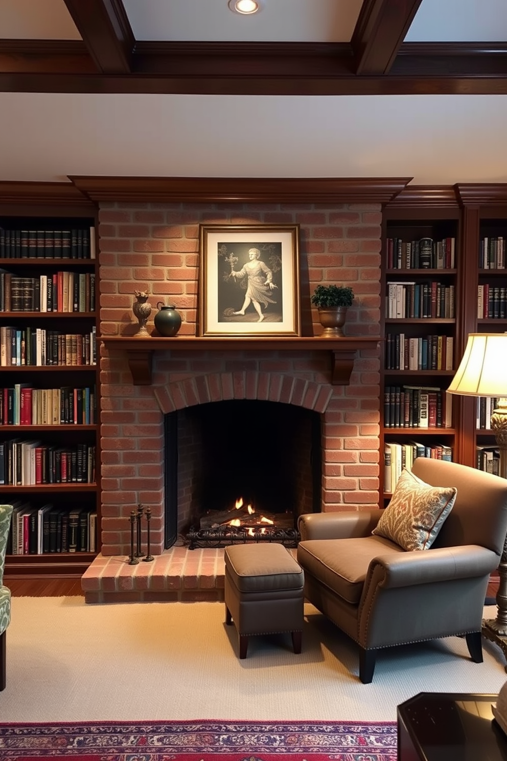 Home Library With Fireplace Design Ideas 21