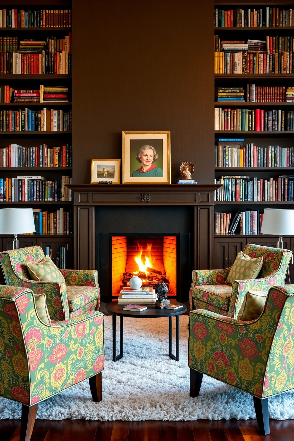 Home Library With Fireplace Design Ideas 23