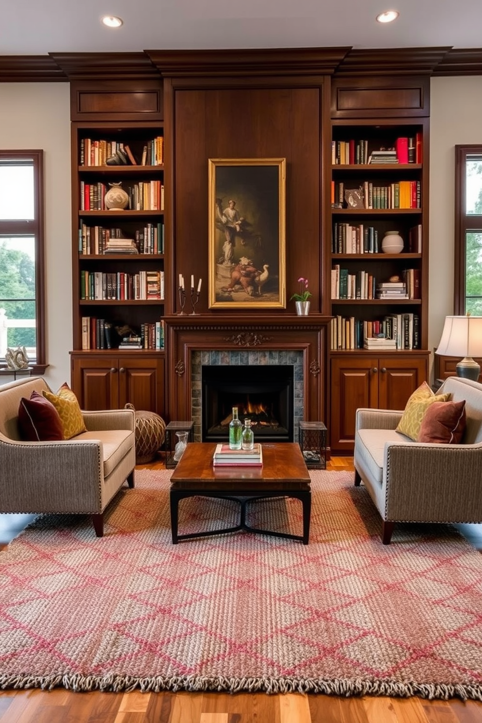 Home Library With Fireplace Design Ideas 30