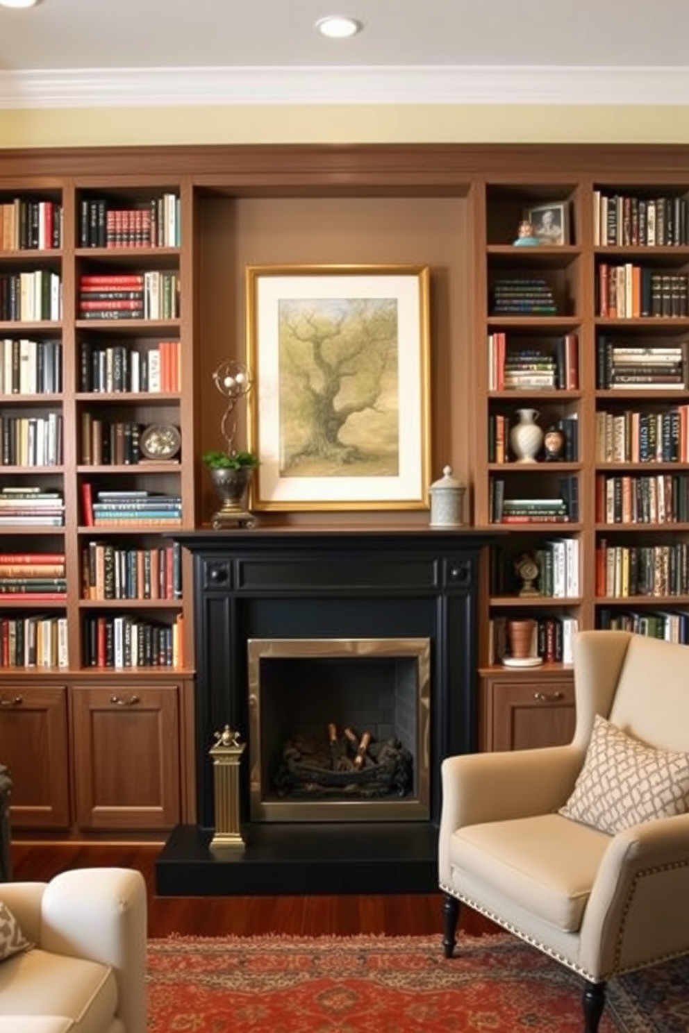 Home Library With Fireplace Design Ideas 7