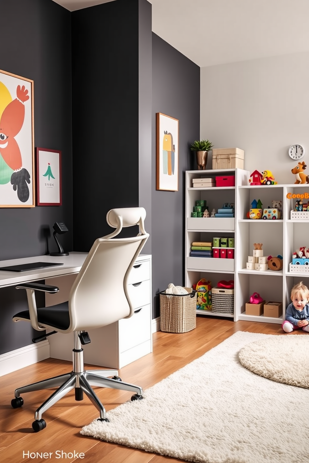 Home Office And Playroom Combo Design Ideas 25