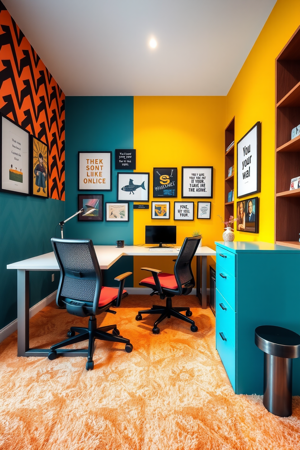 Home Office With Carpet Design Ideas 24