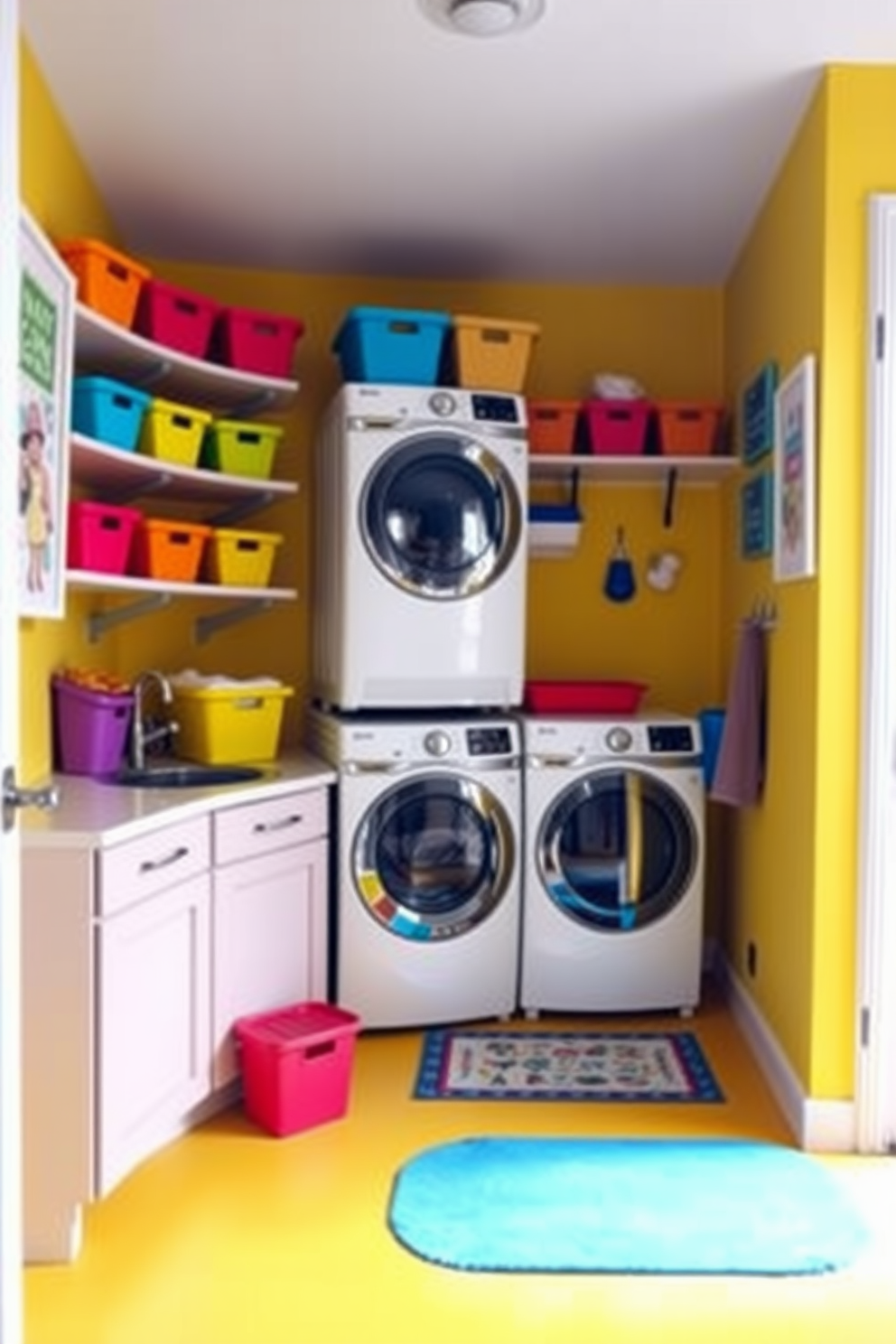 Laundry Room With Stacked Washer Dryer Design Ideas 1