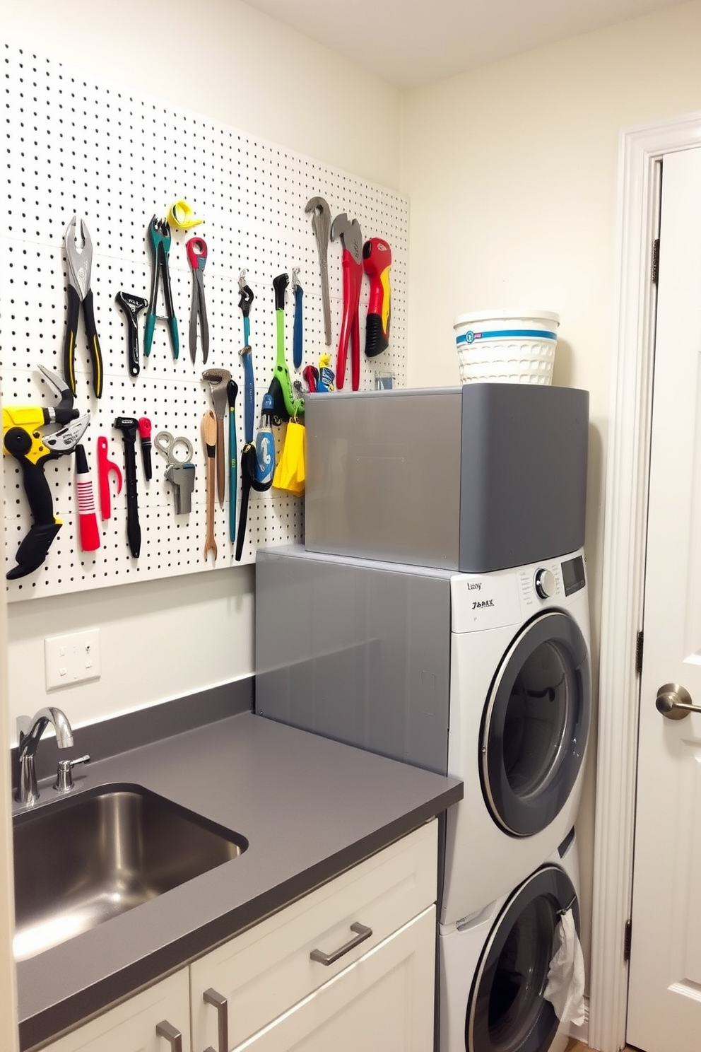 Laundry Room With Stacked Washer Dryer Design Ideas 16