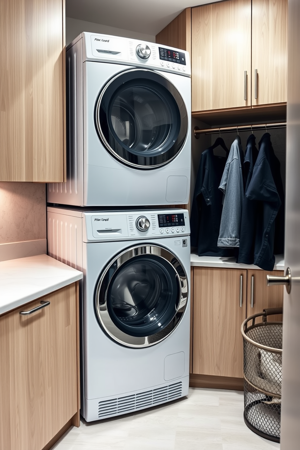 Laundry Room With Stacked Washer Dryer Design Ideas 21