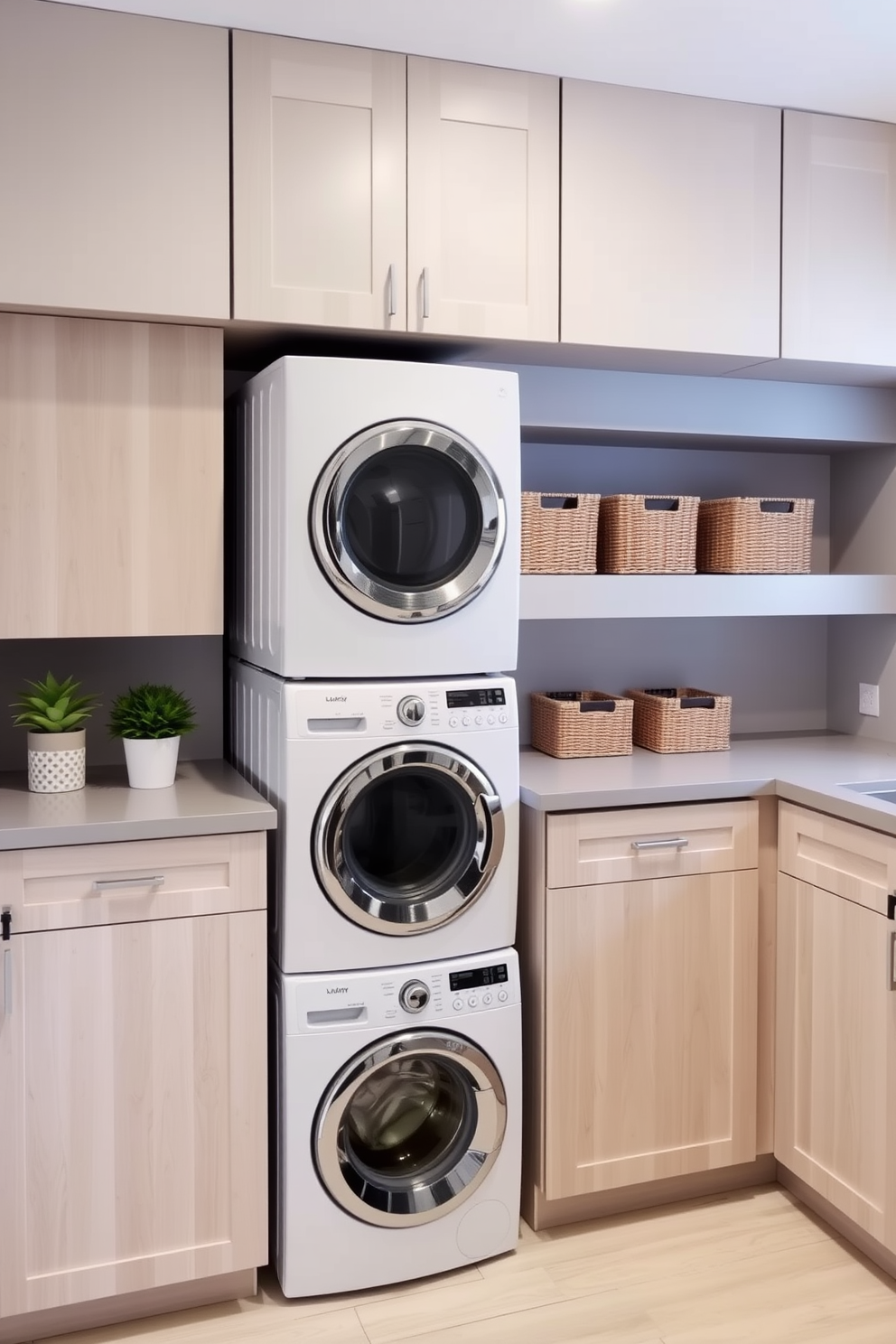 Laundry Room With Stacked Washer Dryer Design Ideas 22