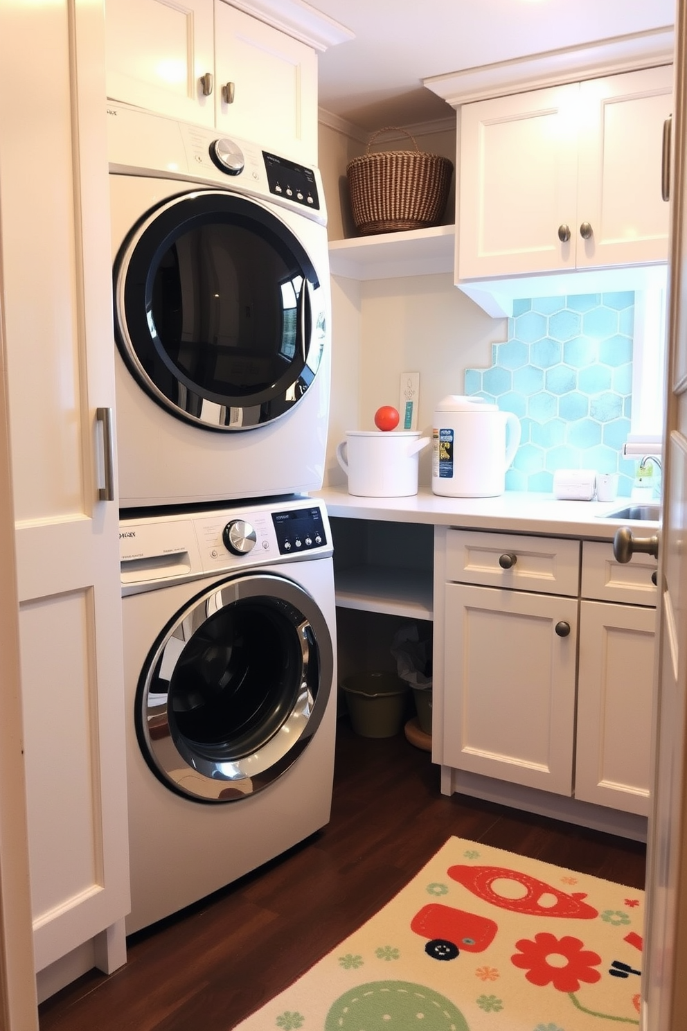 Laundry Room With Stacked Washer Dryer Design Ideas 23