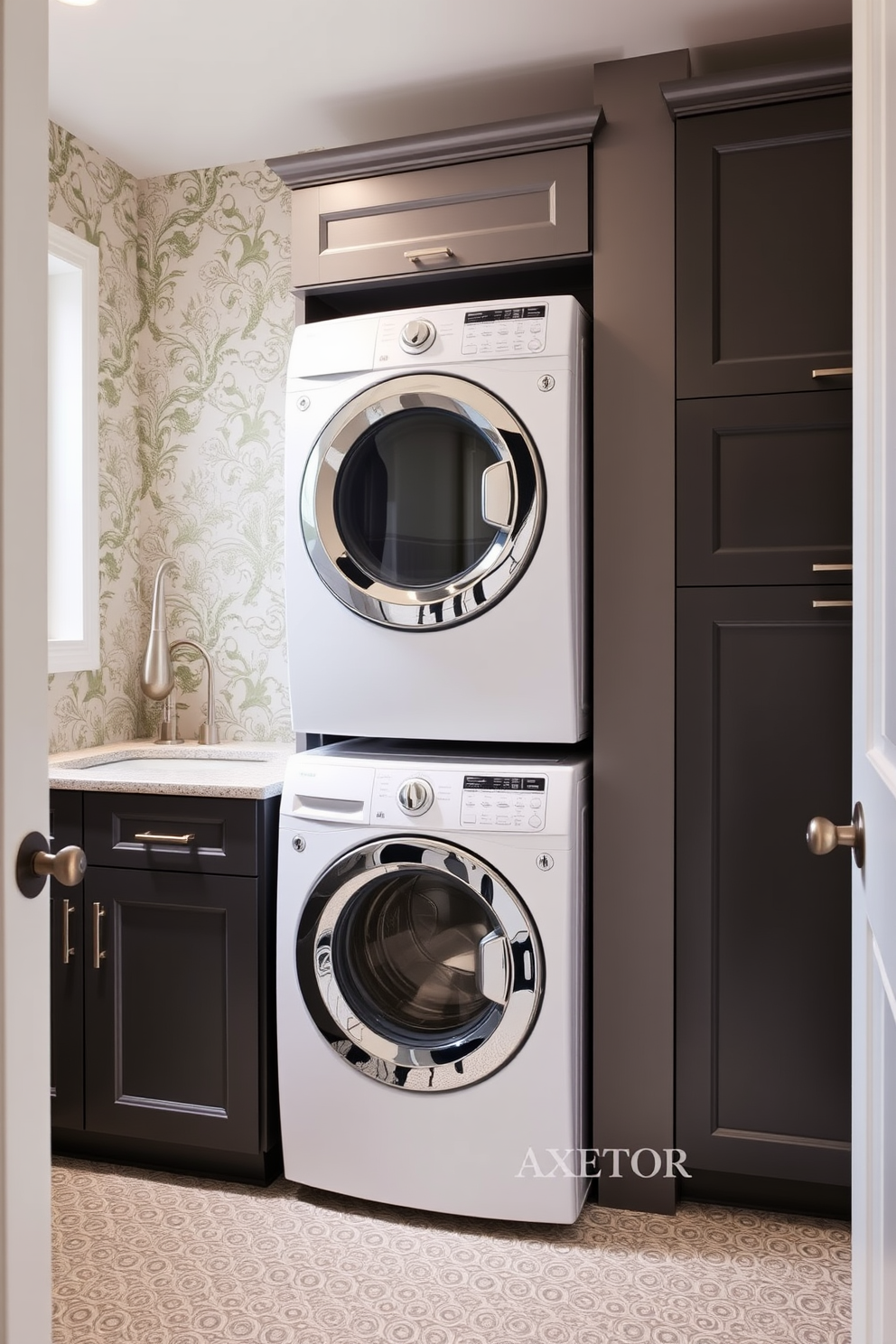 Laundry Room With Stacked Washer Dryer Design Ideas 7