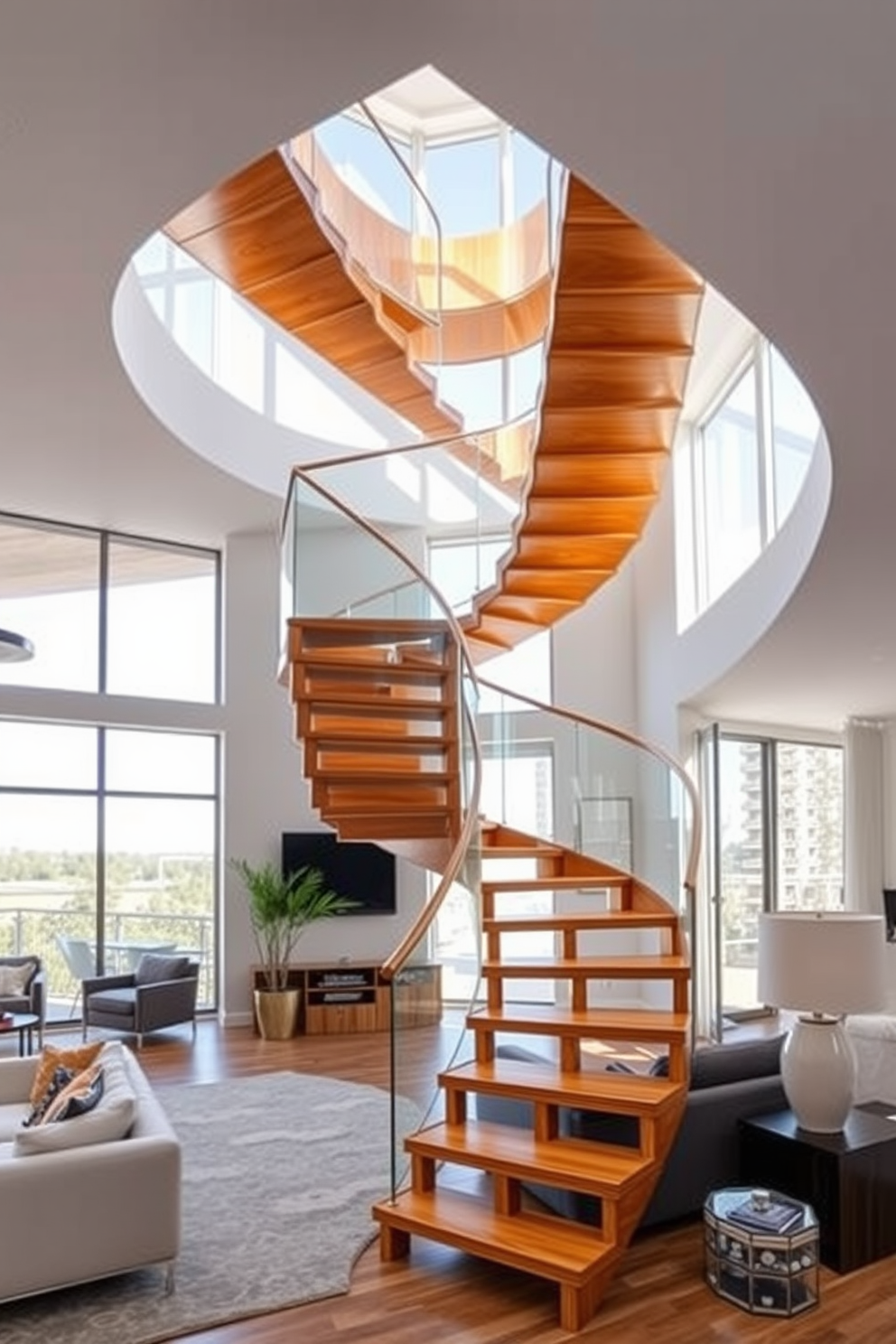 Living Room With Stairs Design Ideas 15