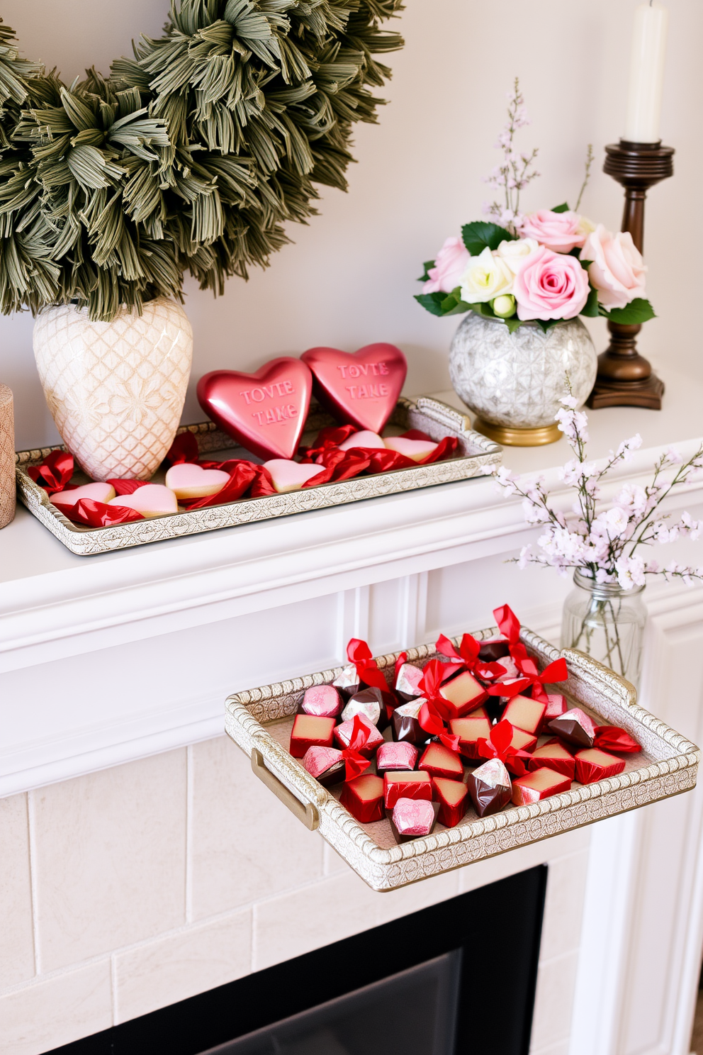 Mantel Valentines Day Decorating Ideas 23