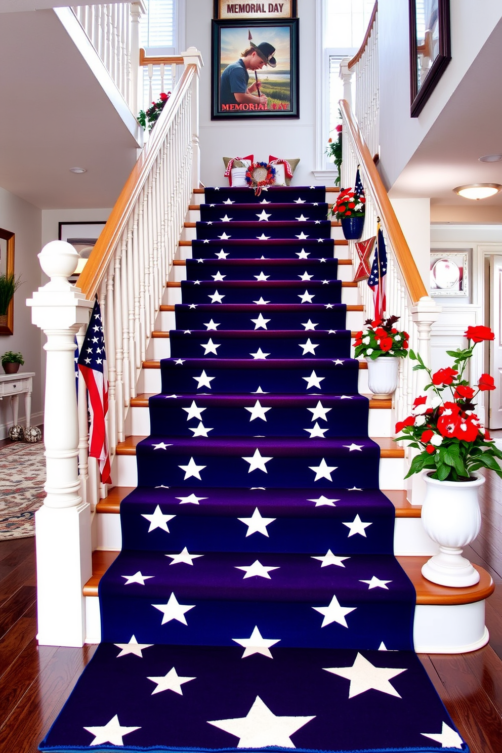 Memorial Day Staircase Decorating Ideas 3