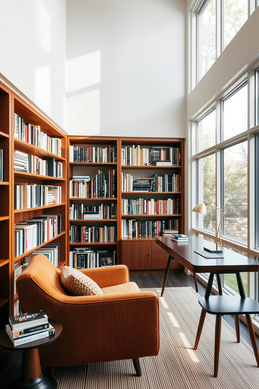 Mid Century Modern Home Library Design Ideas 1