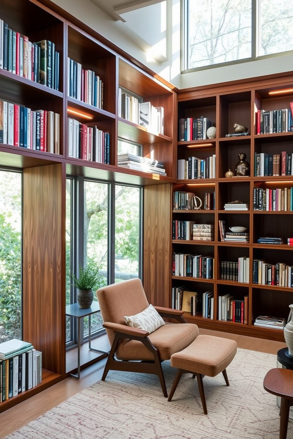 Mid Century Modern Home Library Design Ideas 2